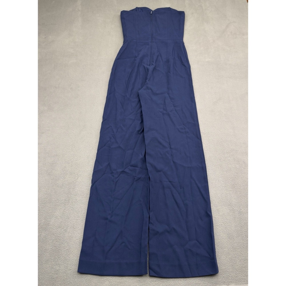 Lily‎ Pulitzer Strapless Kylo Navy Blue Jumpsuit Size 00 Wide Leg Crepe NWT 218 - Picture 13 of 14